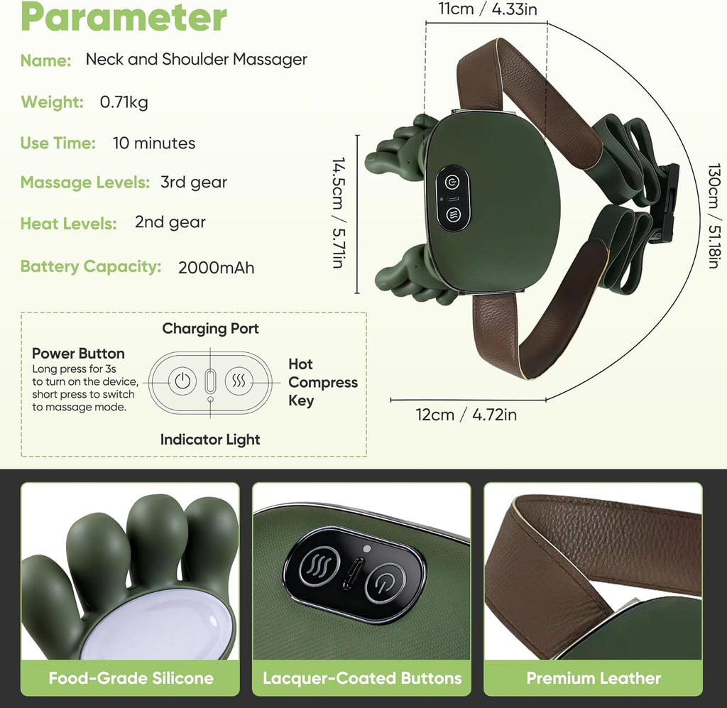 Electric Neck And Shoulder Muscle Massager Wireless Shoulder And Back Kneading Massage Shawl Neck Masajeador Relax Pain Relief